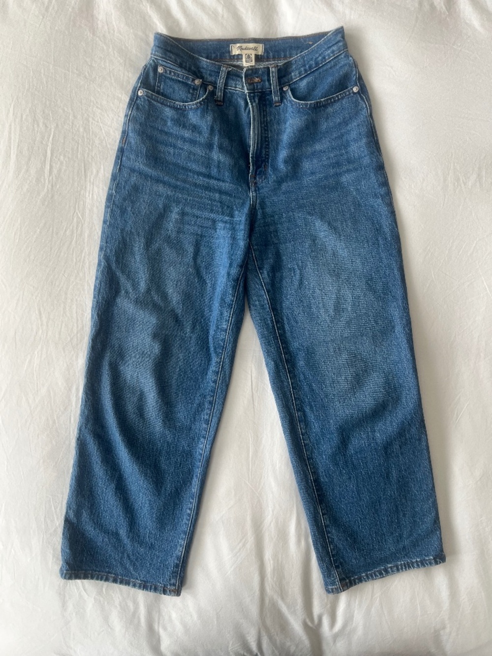 Madewell The Perfect Vintage Wide-Leg Crop Jean, Size 27, Medium Wash